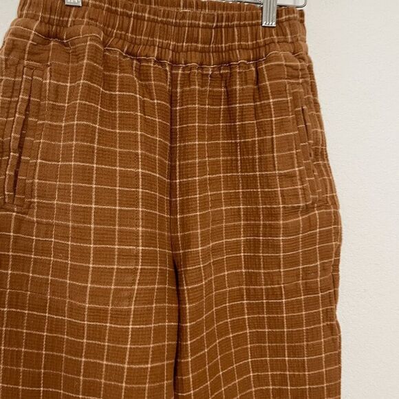 Madewell Warm Hickory Windowpane Plaid Waffleback Tapered Pants Women's Size XXS - Picture 3 of 6